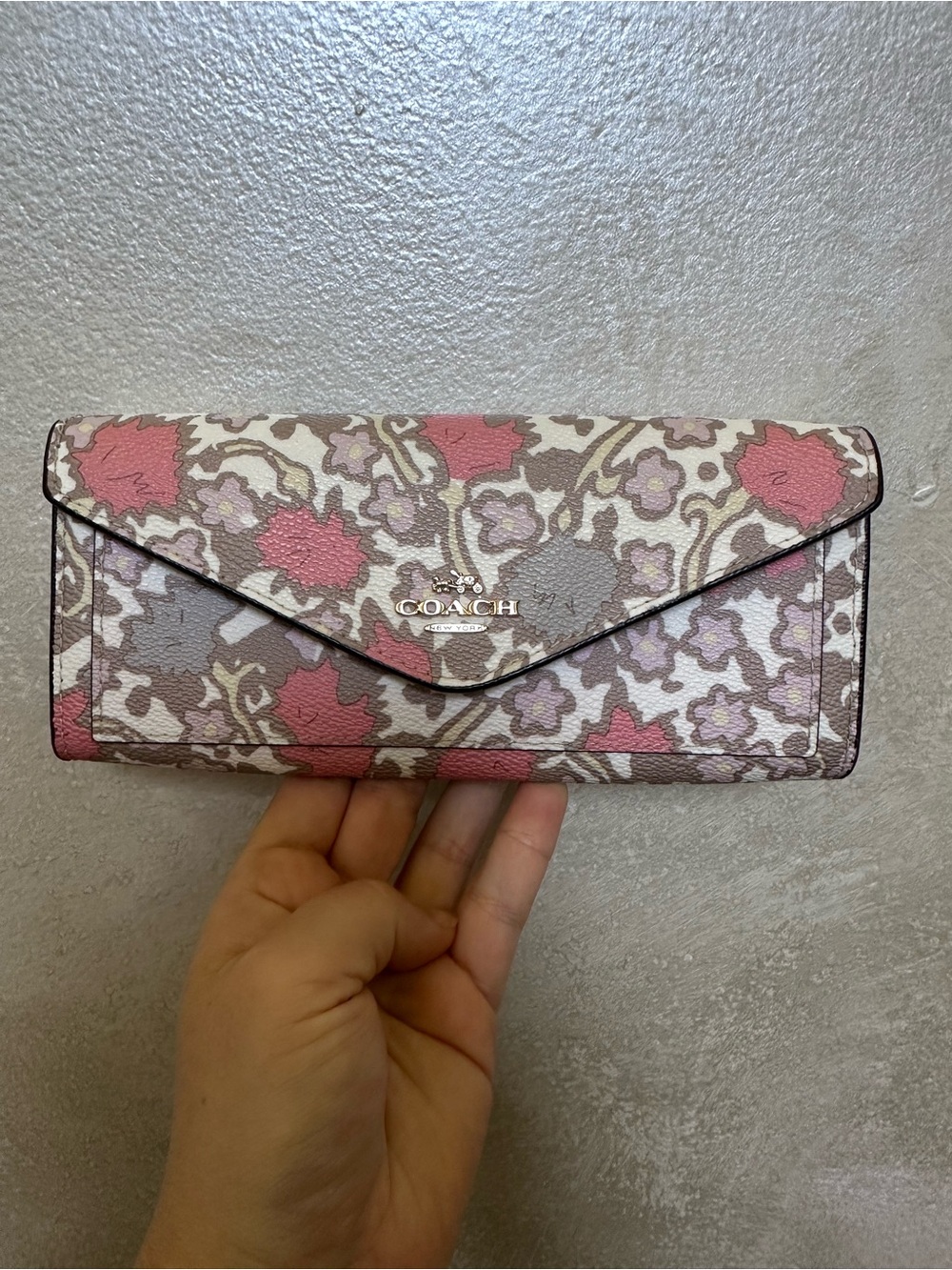 Coach Yankee Floral 57840 Muted Print Coated Canvas Wallet